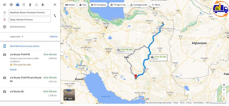 باربری مشهد به سیرجان توسط خاور مسقف نیسان كامیونت كامیون تریلی